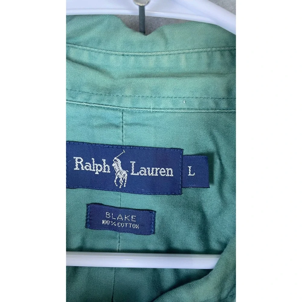 Ralph Lauren Button Down Shirt Mens L Green Excellent Blake Long Sleeve Cotton